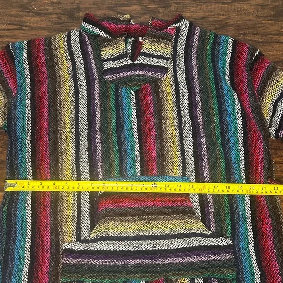 Mexican Baja Jacket Beach Surfer Pullover Hoodie (Drug Rug) Size Medium - Picture 4 of 4